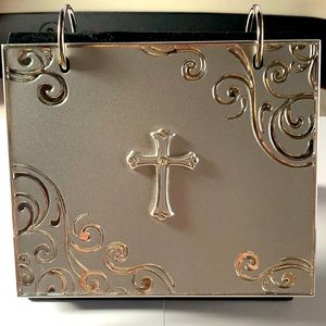 COPY - Silver cross folder holder BRAND NEW. Holds 40 photos. 5” tall x 6” wide.